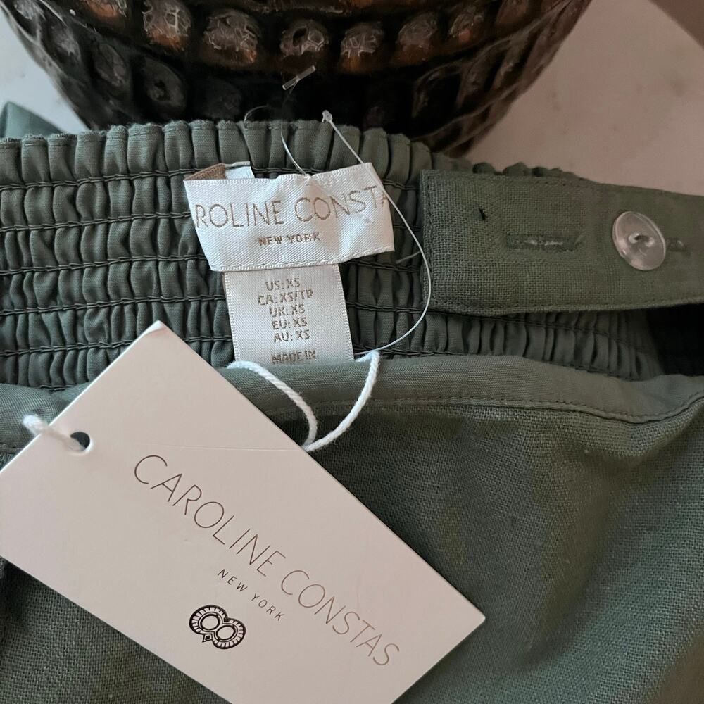 New Caroline Constas Palm Cutwork Romper Shorts Jumpsuit Linen Green NWT XS - Picture 7 of 8